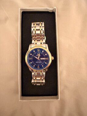OLEVS Watch for Men Diamond Business Dress Analog Quartz Stainless Steel